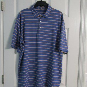 Peter Millar Polo Shirt Mens XL Blue Striped Summer Comfort Golf